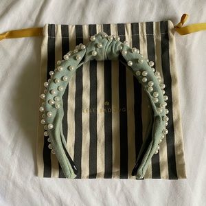 Lele Sadoughi sage pearl headband